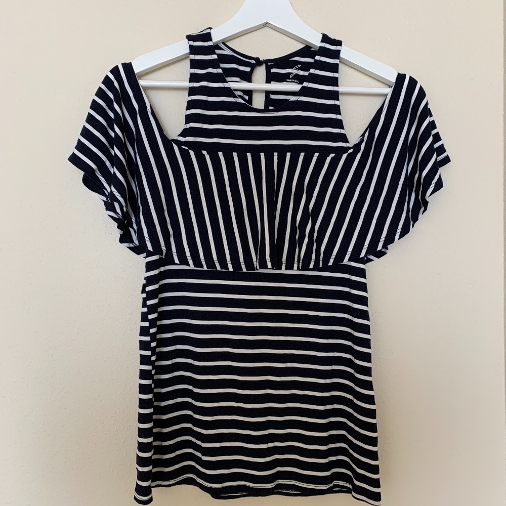 Women's Cold Shoulder Stripped Top